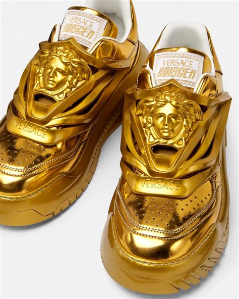 versace silver shoes|gold Versace sneakers.